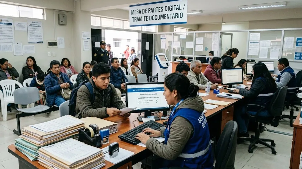 Mesa de partes digital con recepción de documentos, firma y cargo automático